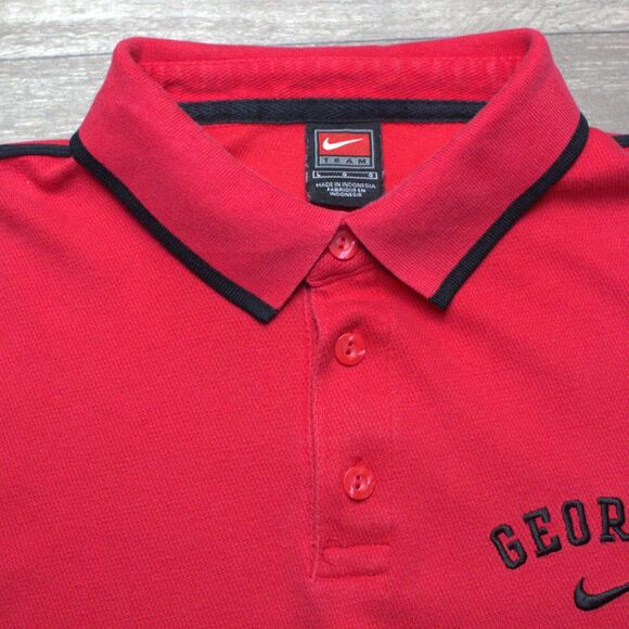 Nike Georgia Bulldogs Polo Shirt Mens L Red Golf Shirt Y2K Football - Picture 3 of 5
